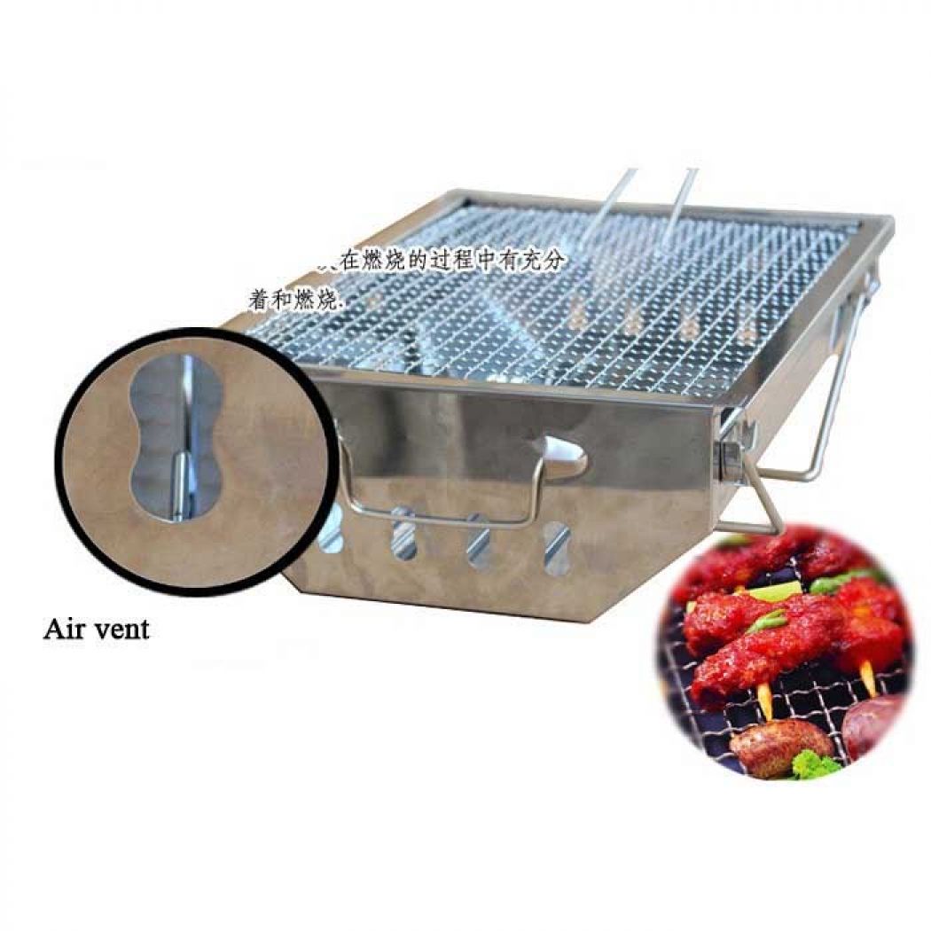 1 Easy Cleaning Stainless Steel Charcoal BBQ Grill Portable Folding